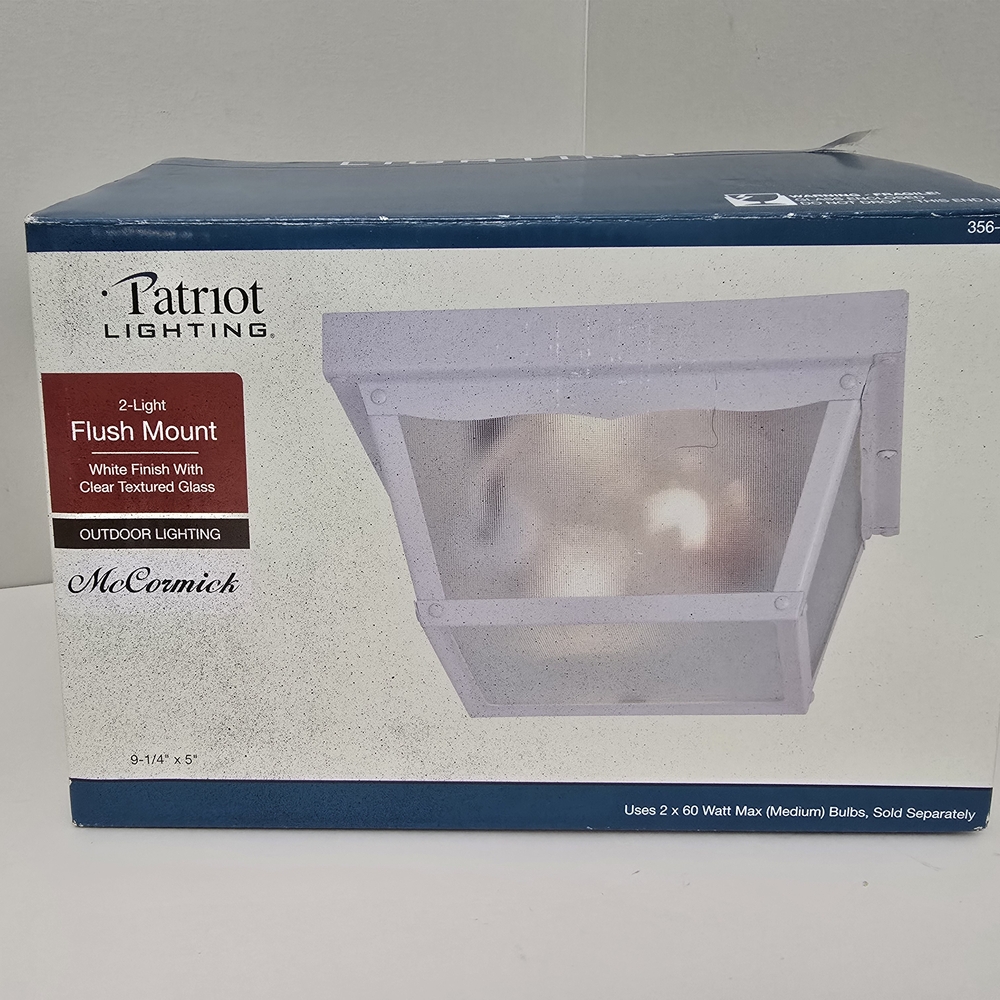 Patriot Lighting White 2-Light Outdoor Light Clear Textured Glass Lamp McCormick